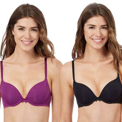 The Collection Pack of two purple and black push up bras